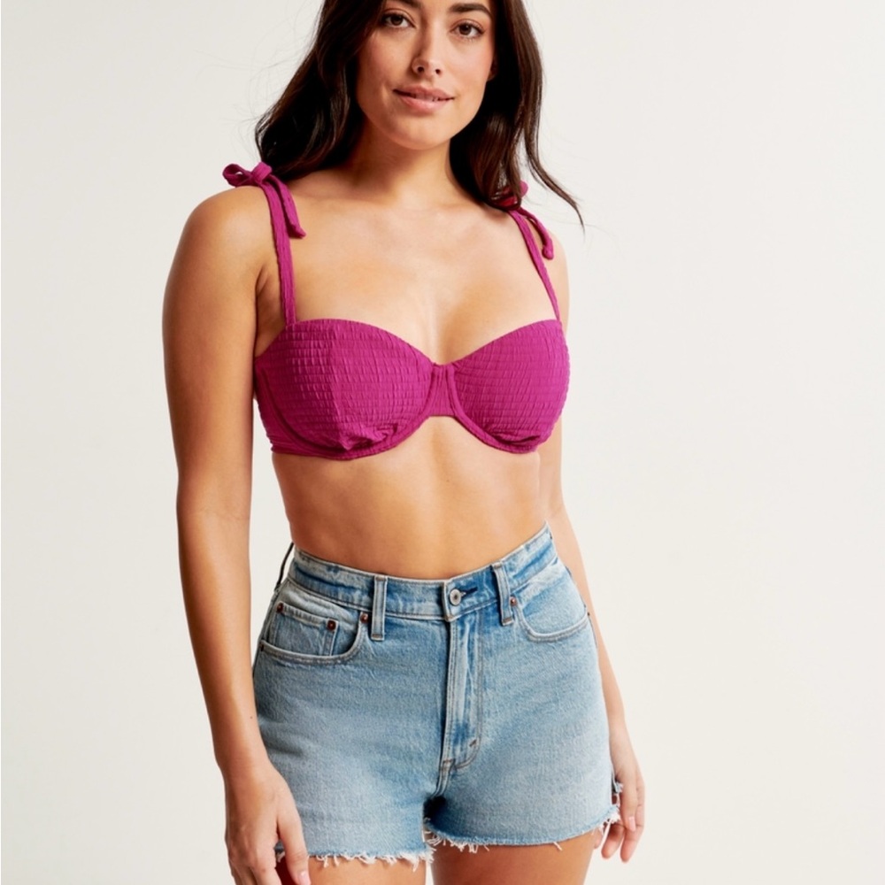 Abercrombie & Fitch Curve Love Pink Tie-Strap Underwire Bikini Top
